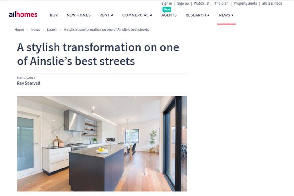 Allhomes Article – A Stylish transformation on one of Ainslie’s best streets